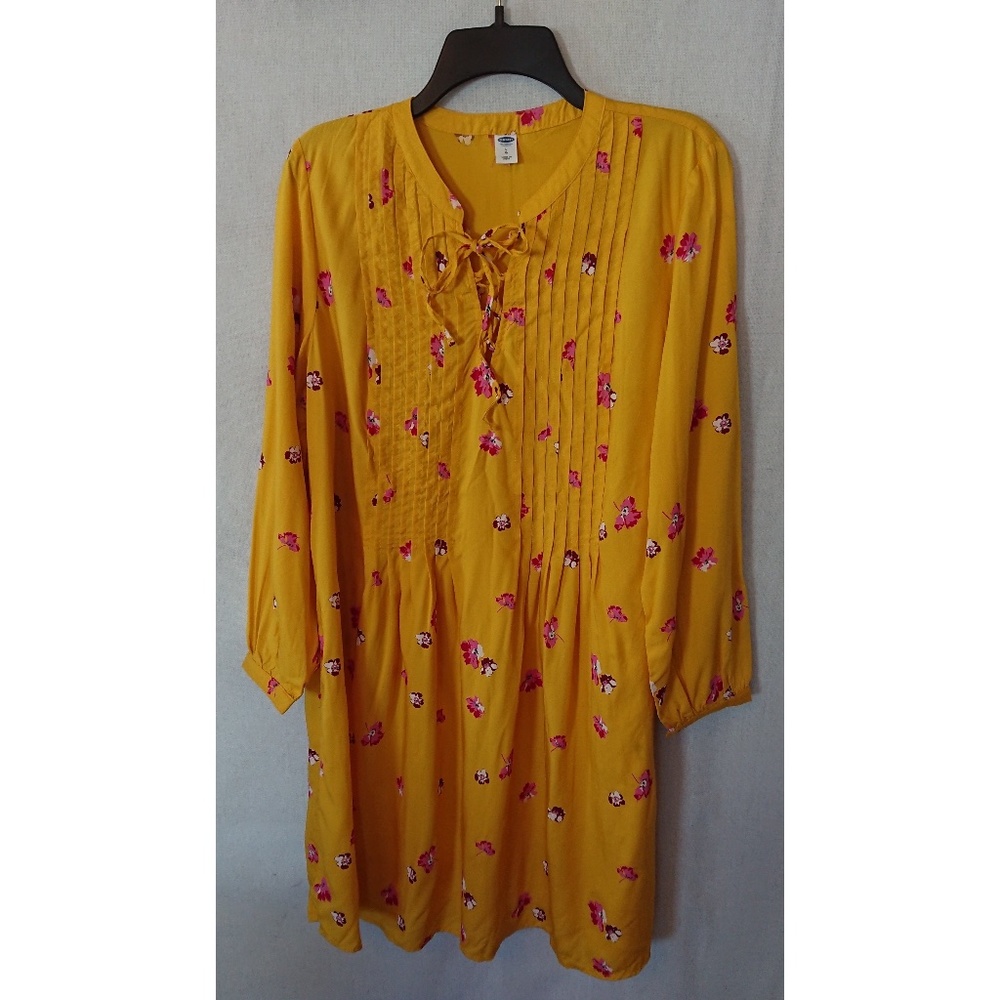 Flowing Yellow/Gold Floral Flowing Old Navy Dress
